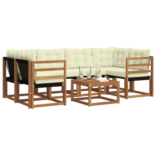 vidaXL Set vanjskih sofa s jastukom 7 pcs Prirodna i krem