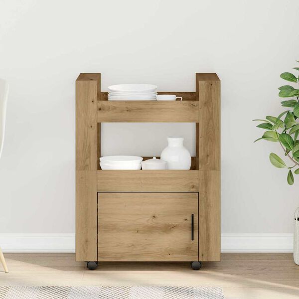 vidaXL Kuhinjski kolica hrast artisan 60 x 45 x 80 cm