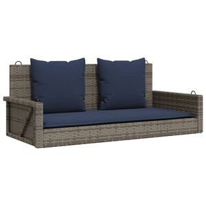 vidaXL Klupa za ljuljanje s jastucima siva 119x56x48 cm poli ratan