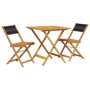 vidaXL 3-dijelni bistro set od polipropilen i masivnog drva crni