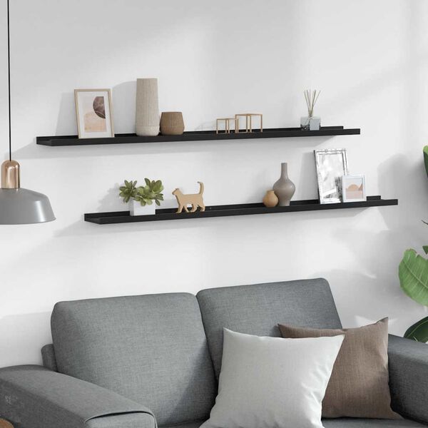 vidaXL Zidne police 2 kom crne 115 x 9 x 3 cm