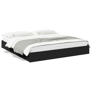 vidaXL Okvir za krevet s ladicama crni 200x200 cm konstruirano drvo