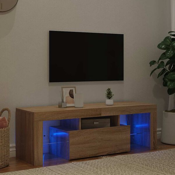 vidaXL TV ormarić s LED svjetlima boja hrasta sonome 120 x 35 x 40 cm