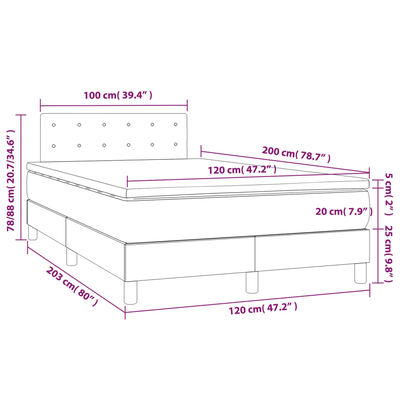 vidaXL Box spring krevet s madracem crni 120 x 200 cm baršunasti