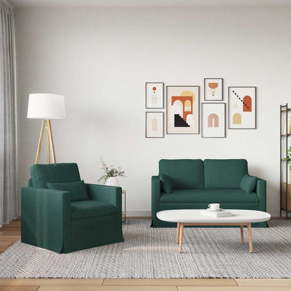 vidaXL Sofa 120cm 2 pcs Tamnozelena Metal