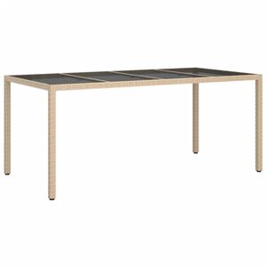vidaXL Vrtni stol bež 190 x 90 x 75 cm od kaljenog stakla i poliratana