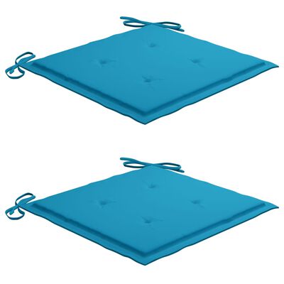 vidaXL 3-dijelni bistro set s plavim jastucima od masivne tikovine
