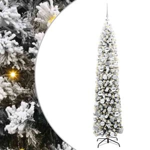 vidaXL Umjetno božićno drvce s LED svjetlom Zelena i bijela 180 cm