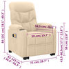 vidaXL Masažna fotelja na podizanje od tkanine krem