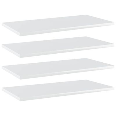 vidaXL Police za knjige 4 kom visoki sjaj bijele 60x30x1,5 cm iverica