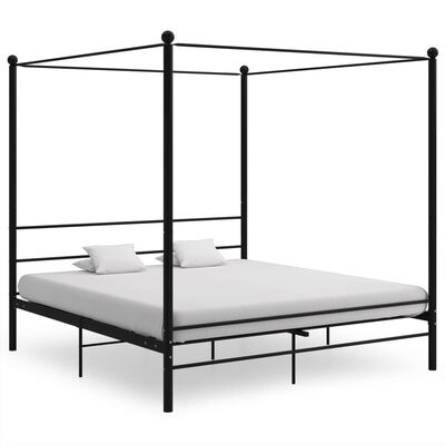 vidaXL Okvir za krevet s nadstrešnicom crni metalni 180 x 200 cm