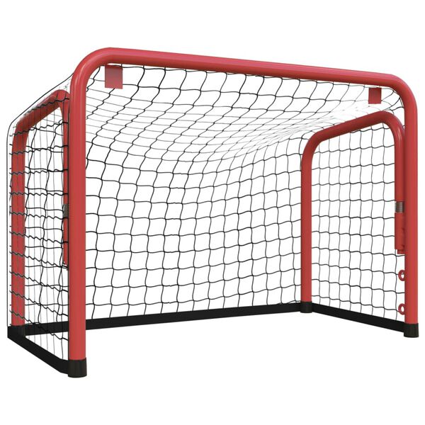 vidaXL Hokejaški gol s mrežom crveno-crni 68x32x47cm čelik i poliester
