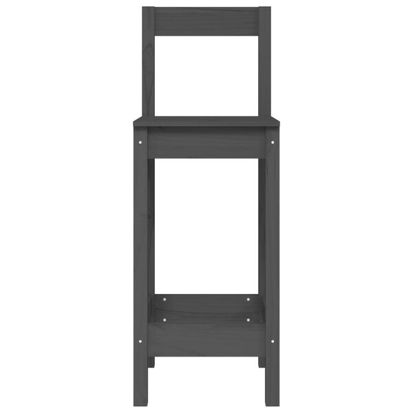 vidaXL Barske stolice 2 kom sive 40x41,5x112 cm od masivne borovine