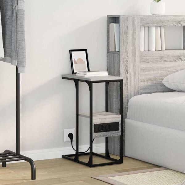 vidaXL Noćni ormar s ladicama Sivi hrast sonoma 41.5 x 26 x 60.5 cm