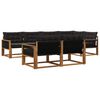 vidaXL Set vanjskih sofa s jastukom 7 pcs Prirodna i crna