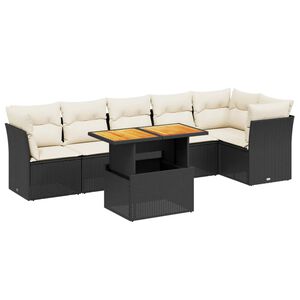 vidaXL 7-dijelni set vrtnih sofa od poliratana s jastucima crni