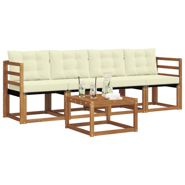 vidaXL Set vanjskih sofa s jastukom 5 pcs Prirodna i krem