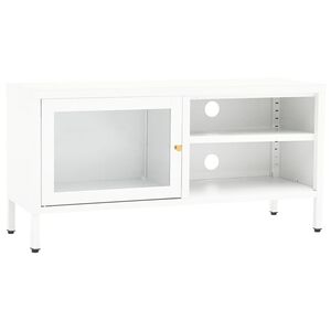 vidaXL TV ormarić bijeli 90 x 30 x 44 cm od čelika i stakla