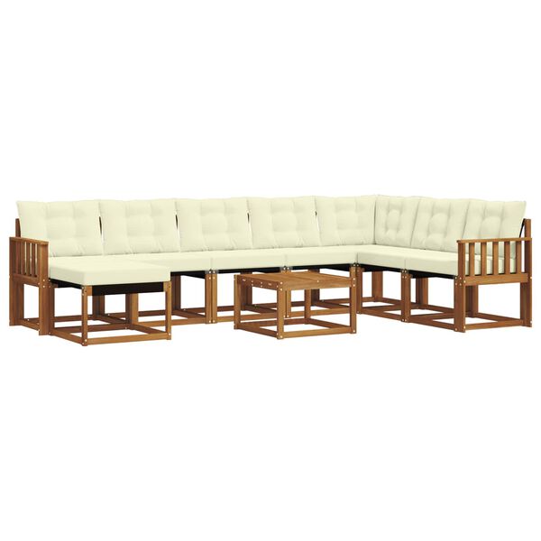 vidaXL Set vanjskih sofa s jastukom 9 pcs Prirodna i krem