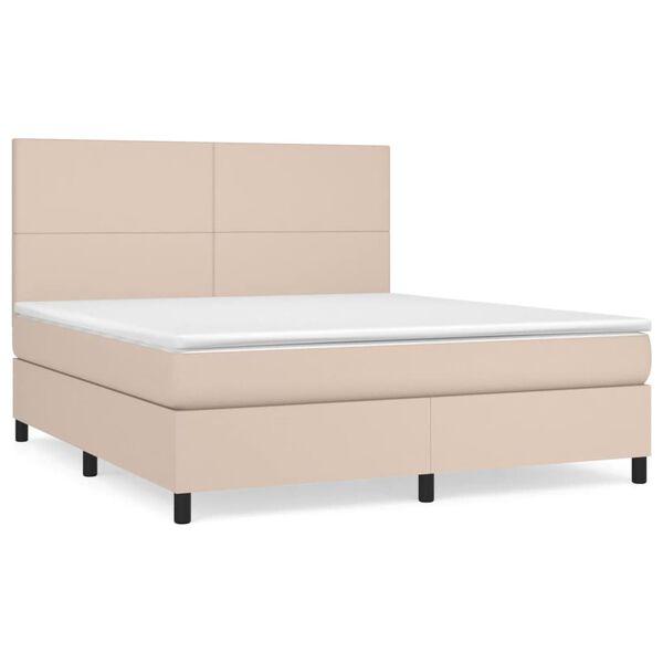 vidaXL Krevet box spring s madracem cappuccino 180x200 cm umjetna koža