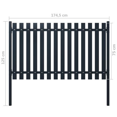 vidaXL Panel za ogradu antracit 174,5 x 75 cm čelik obložen prahom