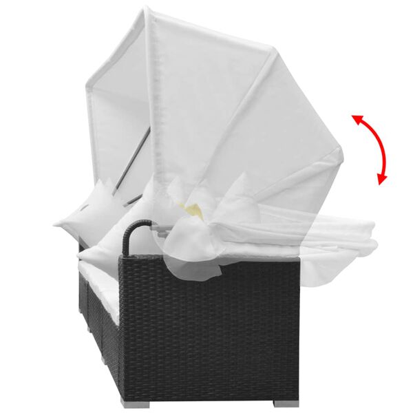 vidaXL 7-dijelni vrtni lounge set s baldahinom poli ratan crni