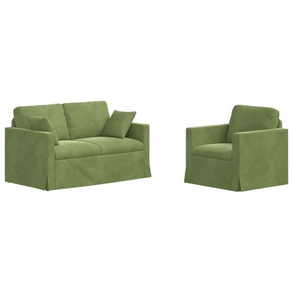 vidaXL Sofa 2 pcs Svijetlo zelena 138 x 78 x 80 cm Bar&scaron;un