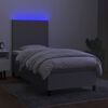 vidaXL Krevet box spring s madracem LED svjetlosivi 100x200 cm tkanina