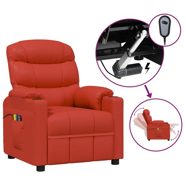vidaXL Električna masažna fotelja crvena od umjetna koža