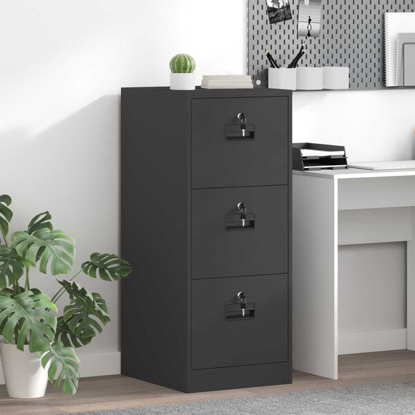 vidaXL Kabinet za datoteke s ladicama Crna 44 x 50 x 106.5 cm