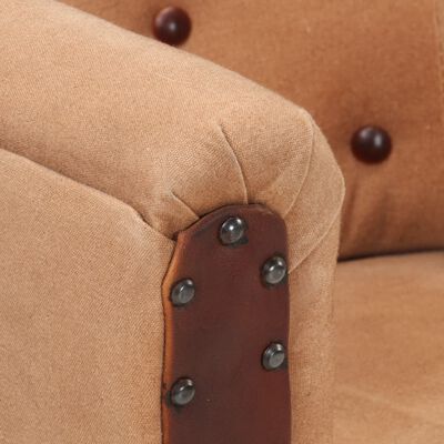 vidaXL Zaobljena fotelja smeđa od prave kože i masivnog drva manga