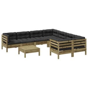 vidaXL 9-dijelni set vrtnih sofa s jastucima od impregnirane borovine