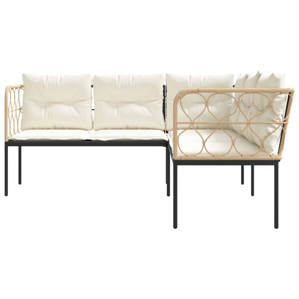 vidaXL Vrtna sofa s jastucima L-oblika crna od čelika i tekstilena