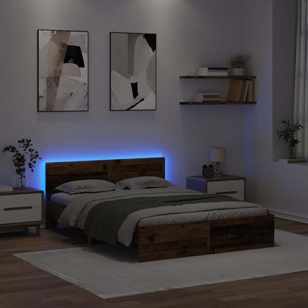 vidaXL Krevetna konstrukcija Staro drvo 160 x 200 cm Konstruirano drvo