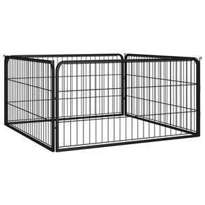 vidaXL Ograda za pse s 4 panela crna 100 x 50 cm čelik obložen prahom