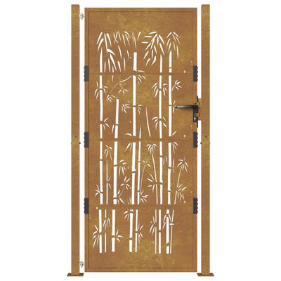 vidaXL Vrtna vrata 105 x 205 cm od čelika COR-TEN s uzorkom bambusa