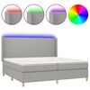 vidaXL Krevet box spring s madracem LED svjetlosivi 200x200 cm tkanina