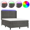 vidaXL Krevet box spring s madracem LED tamnosivi 140x200 cm bar&scaron;un