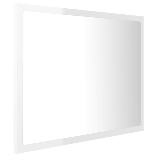 vidaXL LED kupaonsko ogledalo visoki sjaj bijelo 60x8,5x37 cm akrilno