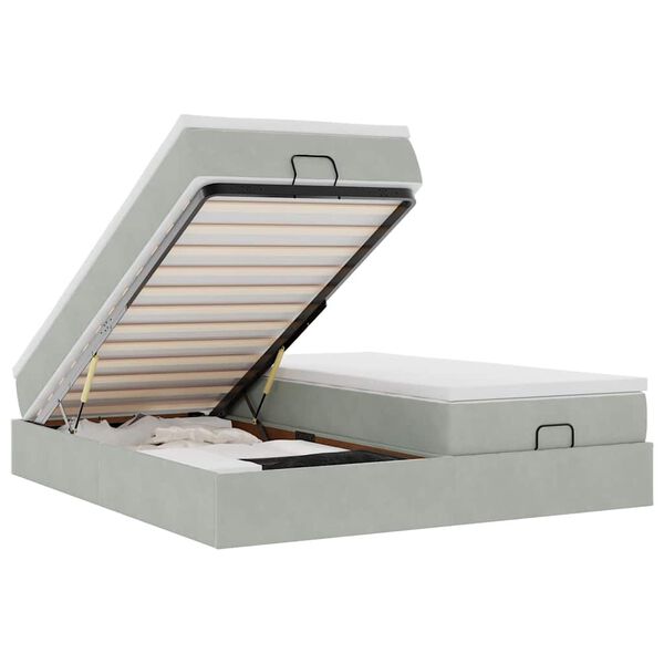 vidaXL Okvir kreveta s madracima svijetlosivi 200x200cm bar&scaron;unasti