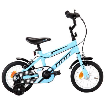 vidaXL Dječji bicikl 12 inča crno-plavi