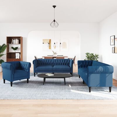 vidaXL 3-dijelni set sofa plavi od tkanine