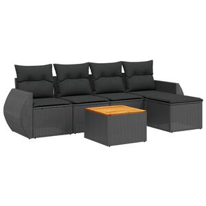 vidaXL 6-dijelni set vrtnih sofa s jastucima crni od poliratana