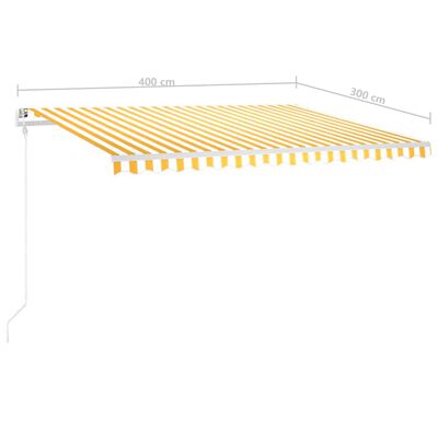 vidaXL Tenda na ručno uvlačenje sa stupovima 4 x 3 m žuto-bijela