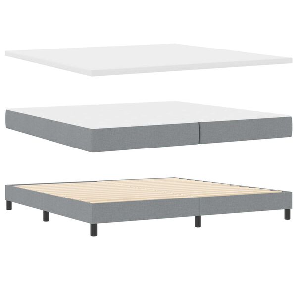 vidaXL Boxspring krevet s madracem Svjetlosiva 200 x 200 cm tkanina