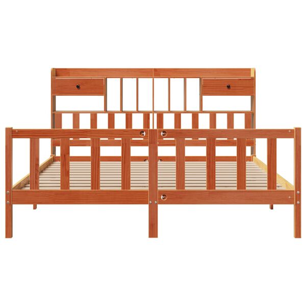 vidaXL Krevet s regalom za knjige bez madraca 200x200 cm od borovine