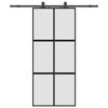 vidaXL Klizna vrata s priborom crna 90 x 205 cm kaljeno staklo