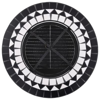 vidaXL Mozaični stolić s posudom za vatru crno-bijeli 68 cm keramički