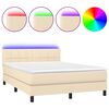 vidaXL Krevet box spring s madracem LED krem 140x200 cm od tkanine
