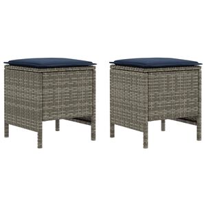 vidaXL Vrtni otoman 2 Komad Siva i tamnoplava 38 x 38 x 45 cm PE ratan